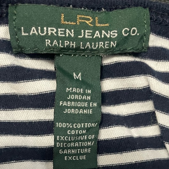 Ralph Lauren Y2K Era Striped Cotton Scoop Neck Tee Size M Nautical Top - Picture 7 of 7